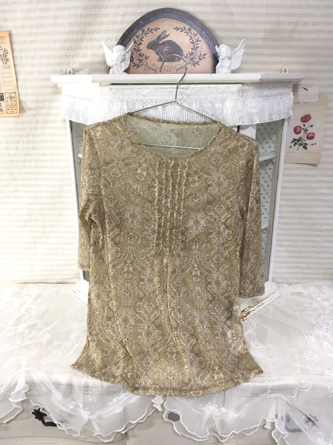 빈티지 오리엔탈 패턴 프릴 블라우스 상품이미지5