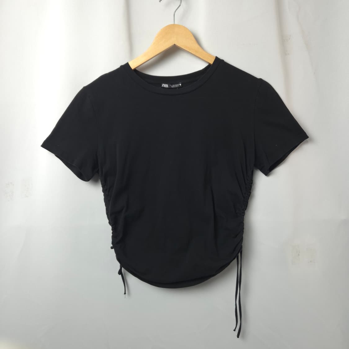 여S-M 자라 셔링 크롭 반팔 티셔츠 상품이미지1