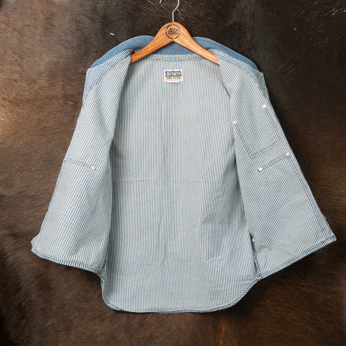 [100] 80s Big Smith 히코리 스트라이프 워크 베스트  상품이미지7