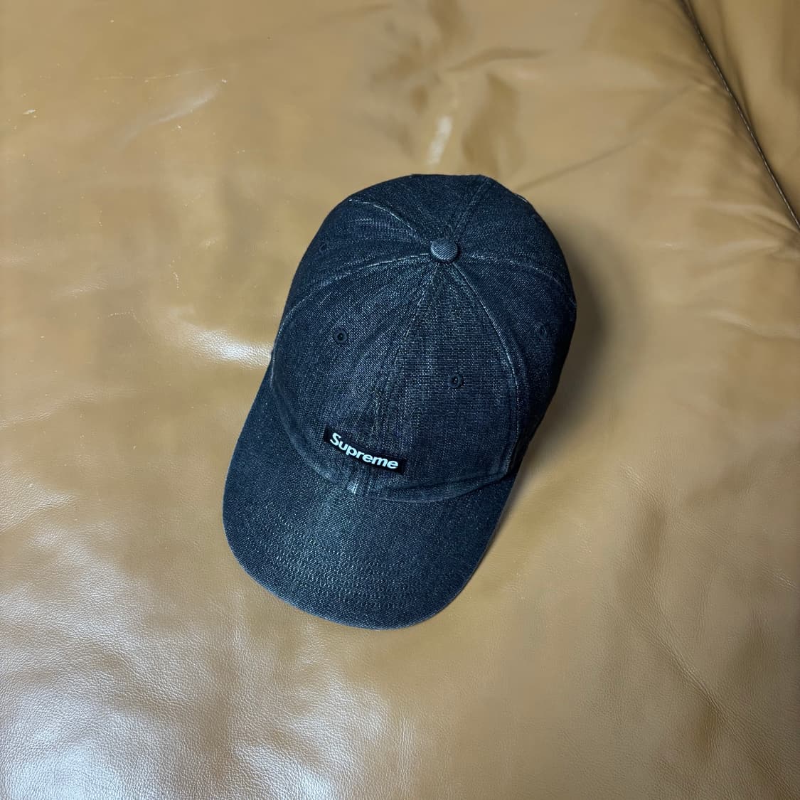 Supreme 슈프림 스몰 로고 데님 블랙 6패널 볼캡 모자 Black 상품이미지5