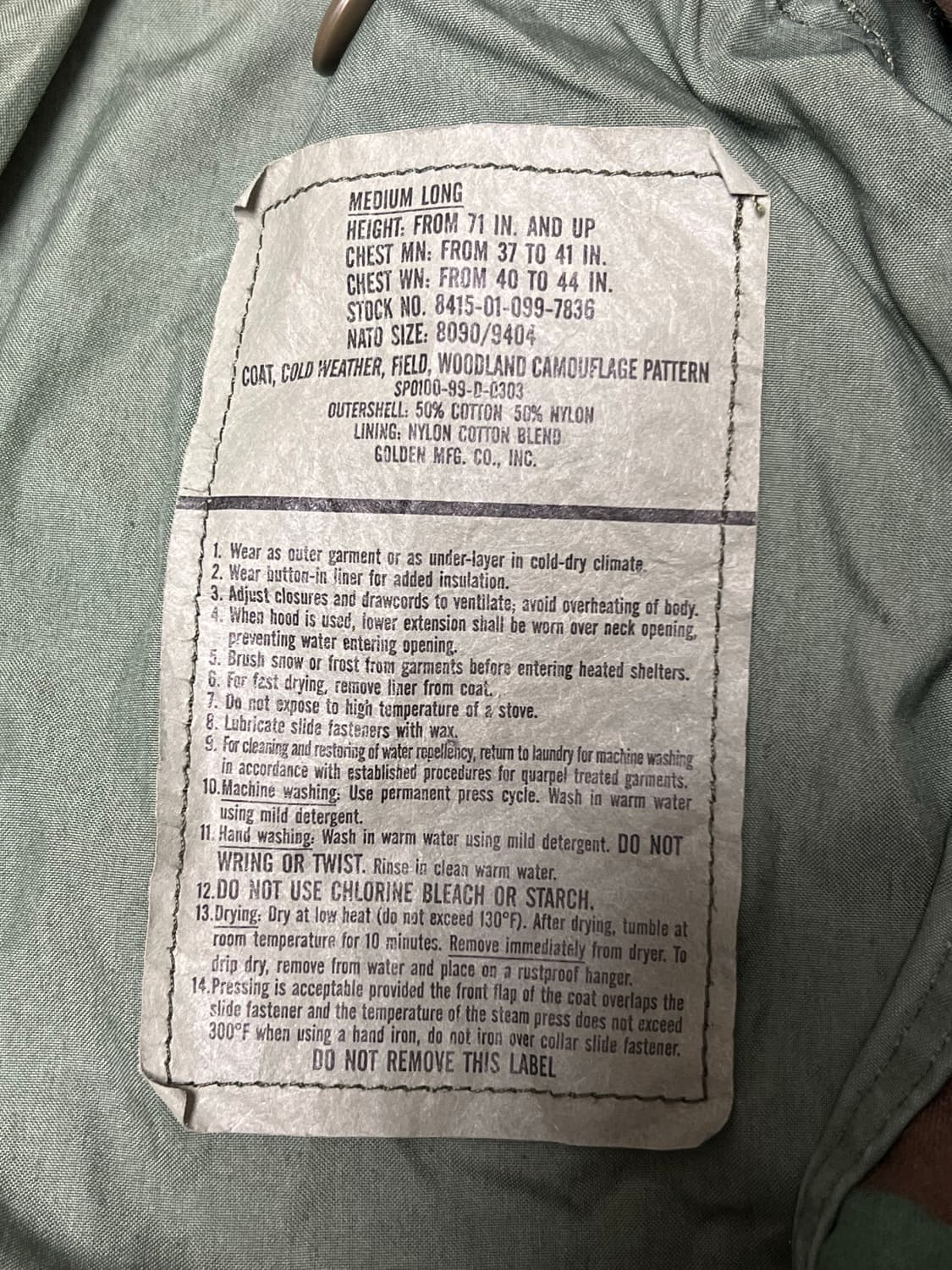 (M) US 미군 오리지날 우드랜드 M65 상품이미지3