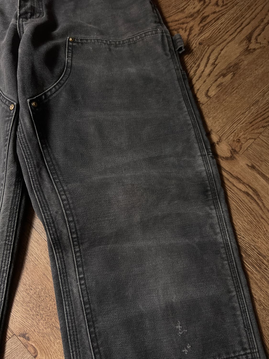 [34]90's 칼하트 USA 유니온메이드 하드 페이딩 더블니 워크팬츠 상품이미지4