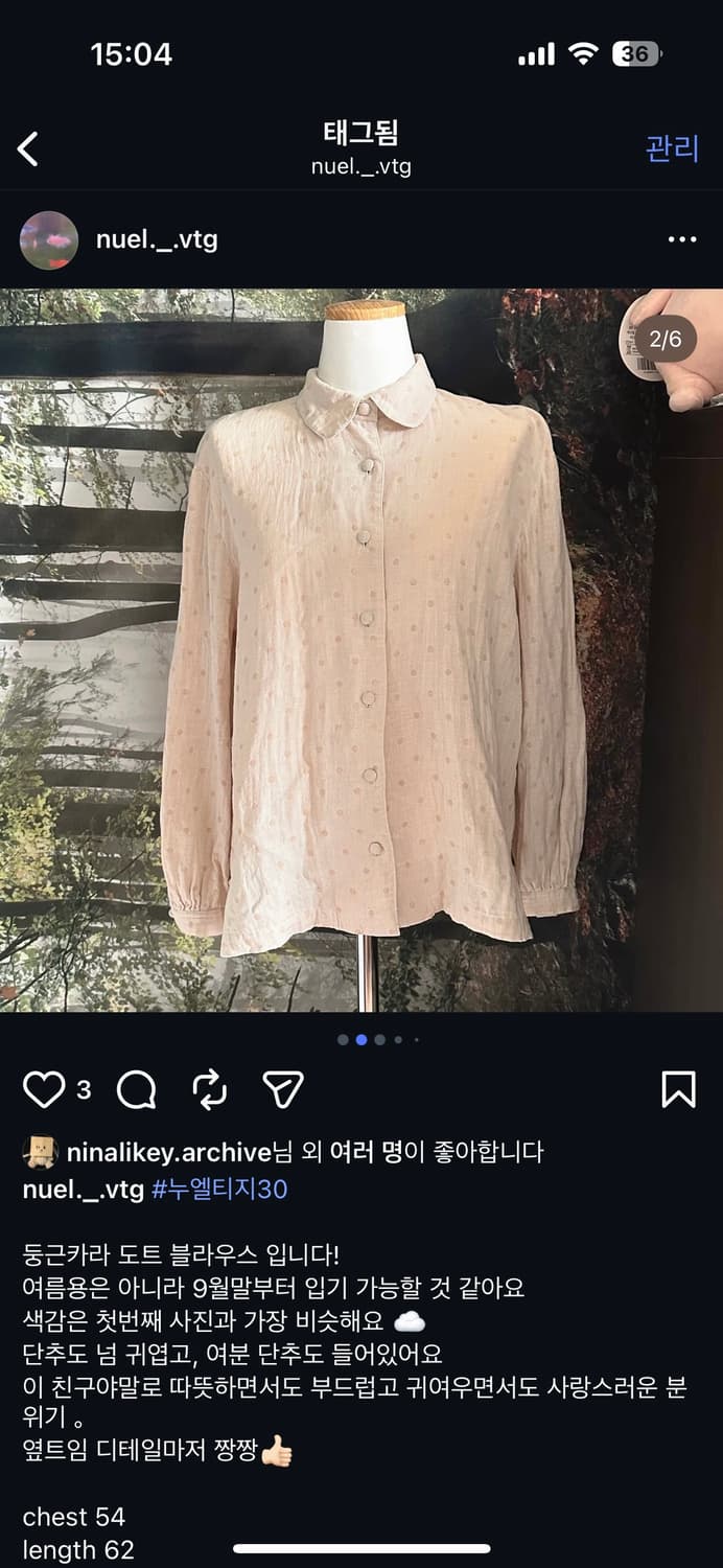 도트 홍콩 블라우스 둥근 카라 모리걸 모리 아오이유우 상품이미지2