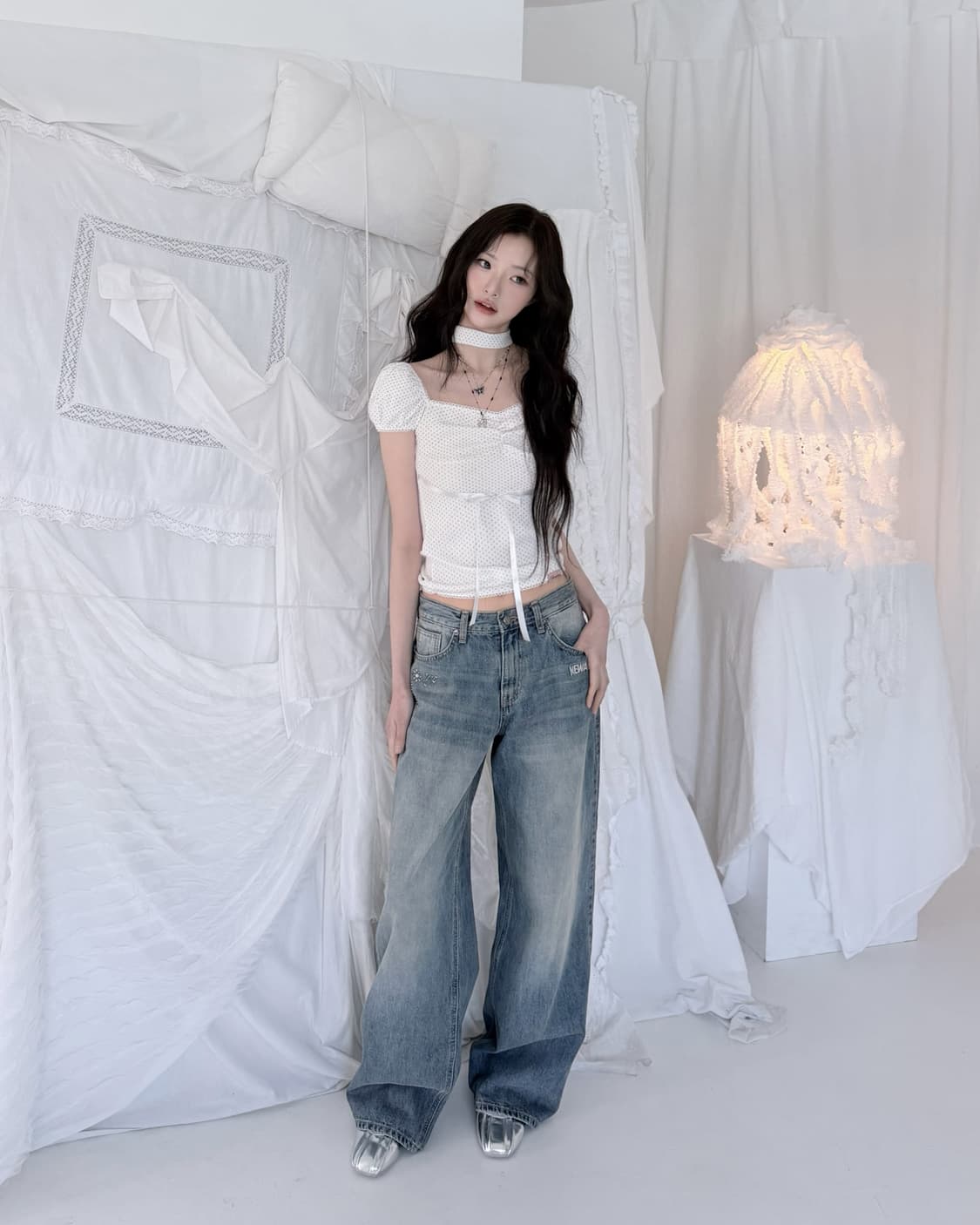 뉴얼린 코코 플라워 로우 데님 M 상품이미지1