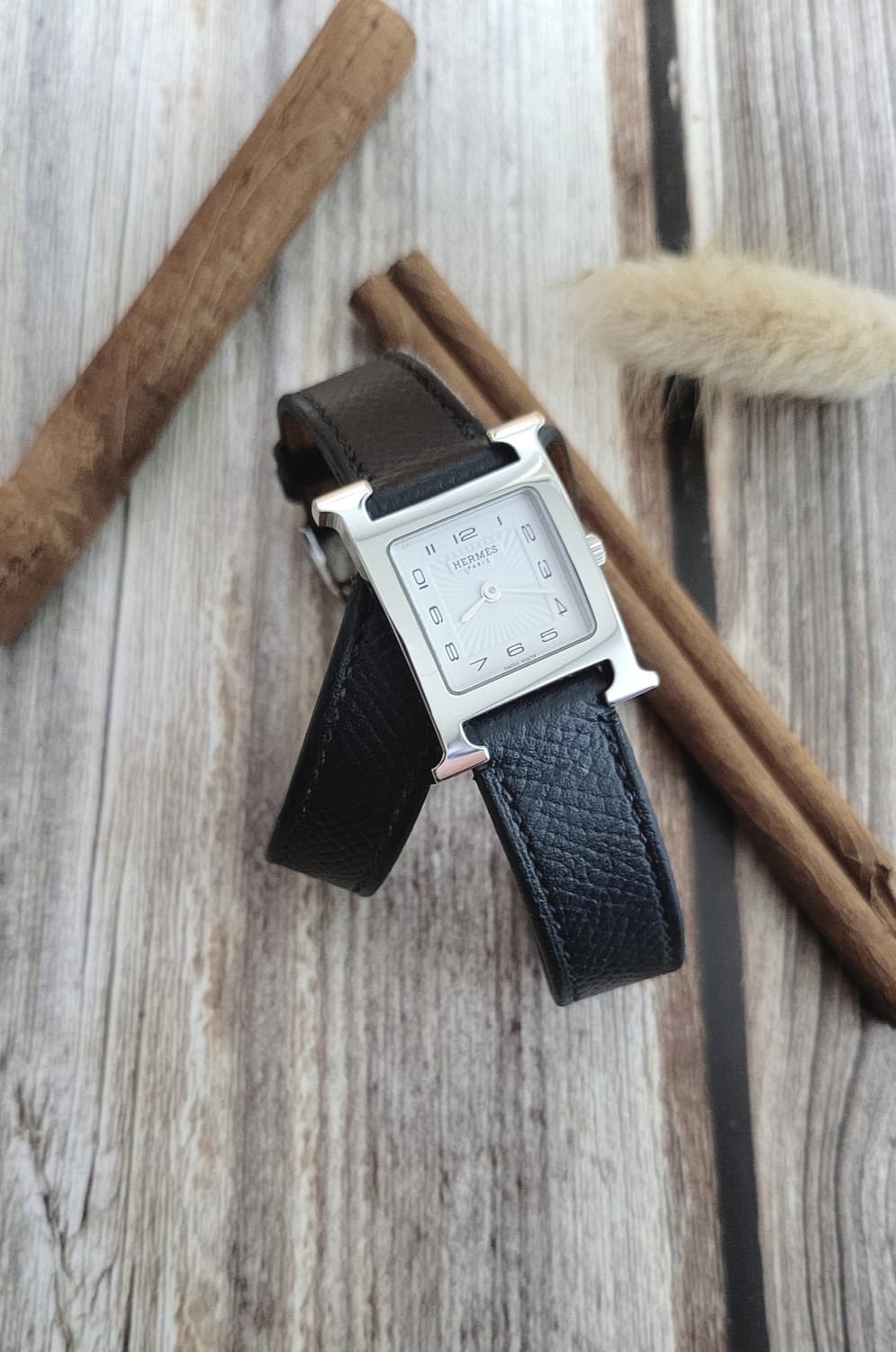 정품 에르메스 H아워 더블 투어 스트랩 쿼츠시계[풀구성품] 상품이미지1