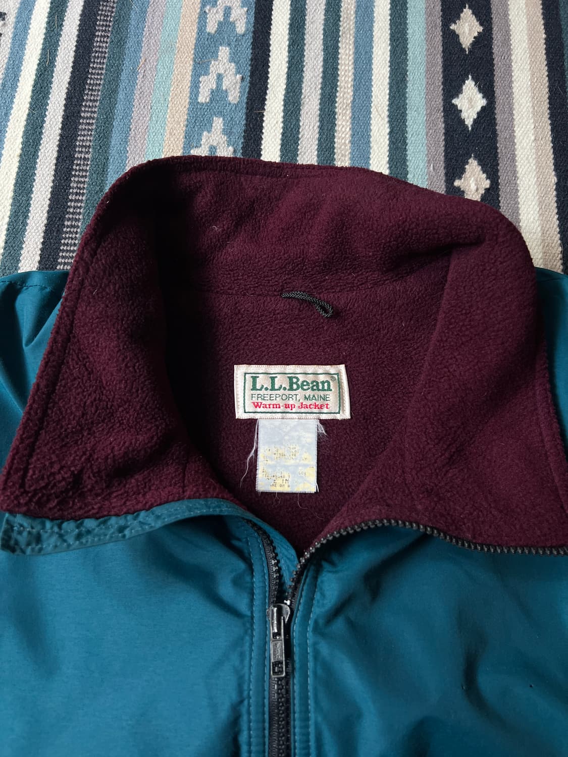 [XL]90's 엘엘빈 USA 헤리티지 플리스 웜업 자켓 상품이미지2