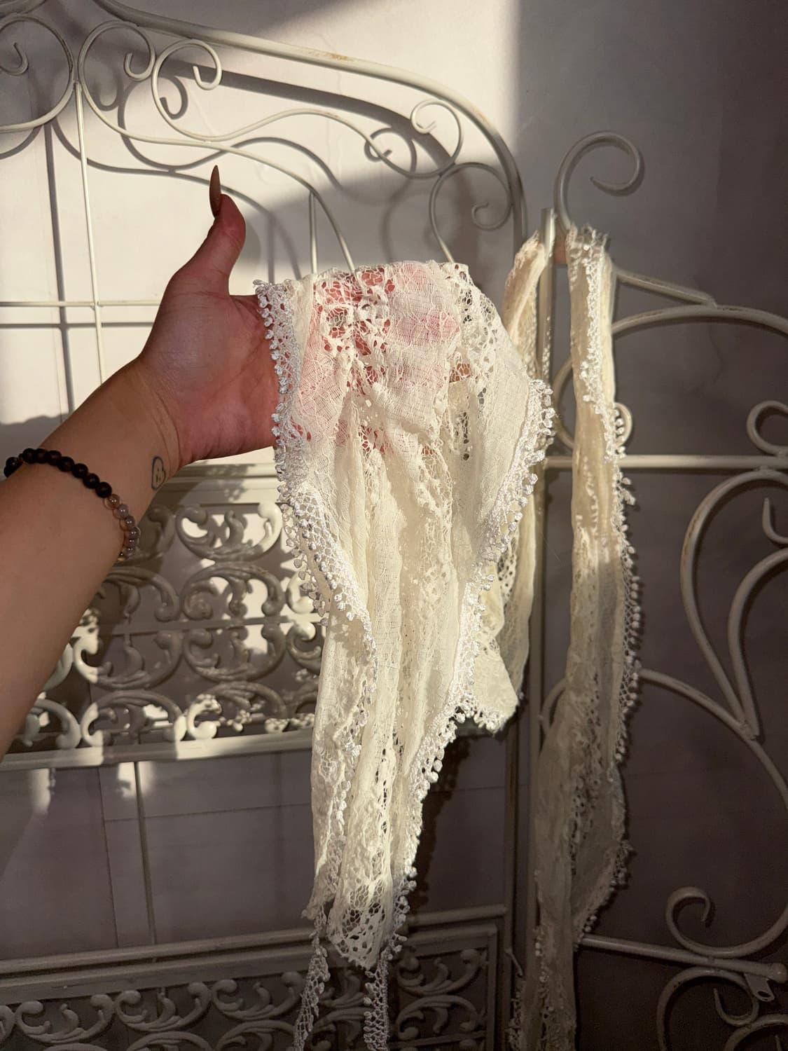 Ivory grunge floral lace scarf  상품이미지4