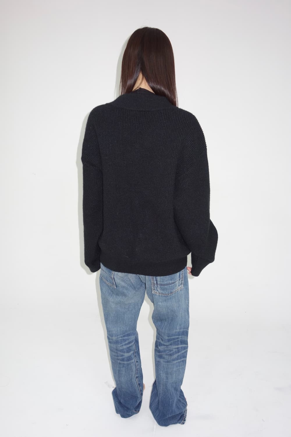 블랙 브이넥 니트 상품이미지2