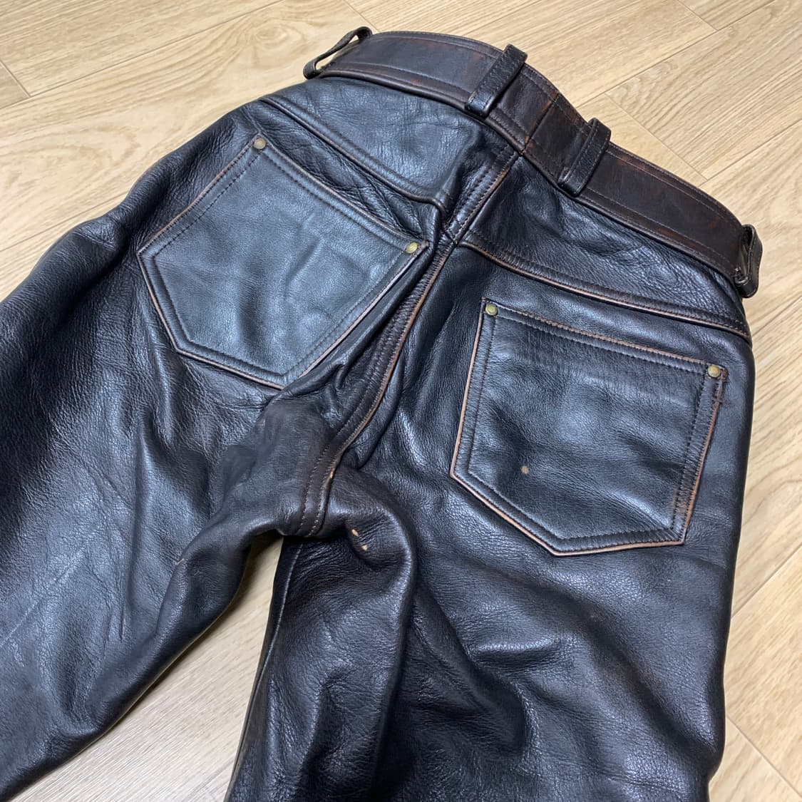 29)할리데이비슨 브라운 소가죽 팬츠 상품이미지2