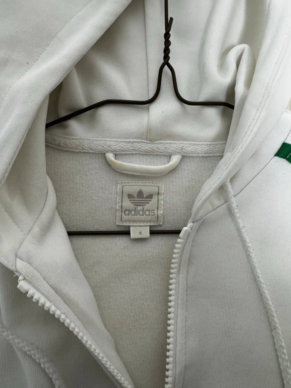 아디다스 빈티지 구제 화이트/그린 져지 후드집업 상품이미지3