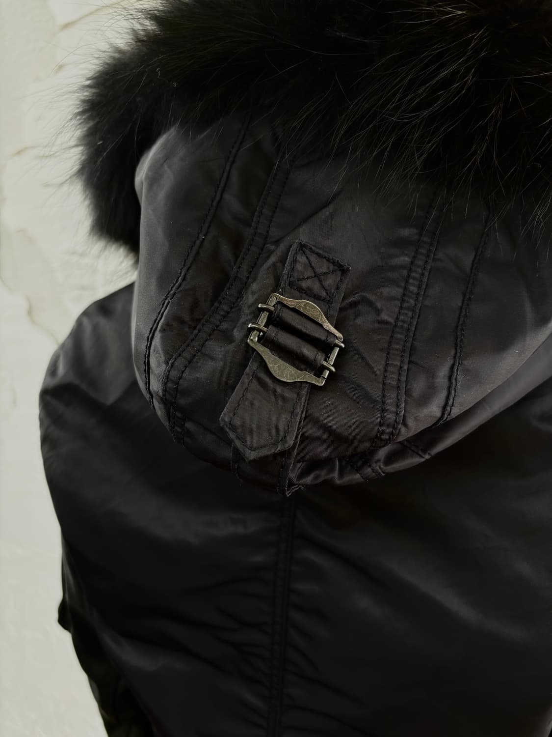 “FUGA"leather fur navy Bomber jacket 상품이미지8