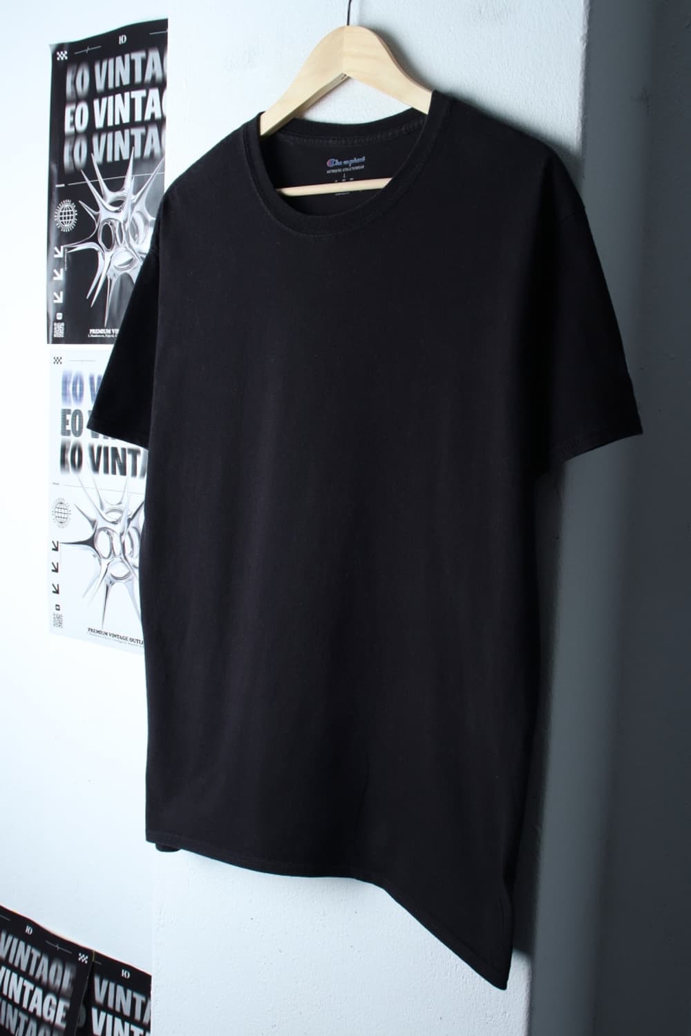 (L-XL) 챔피온 반팔 티셔츠 블랙 무지 올드스쿨-7BA3 상품이미지1