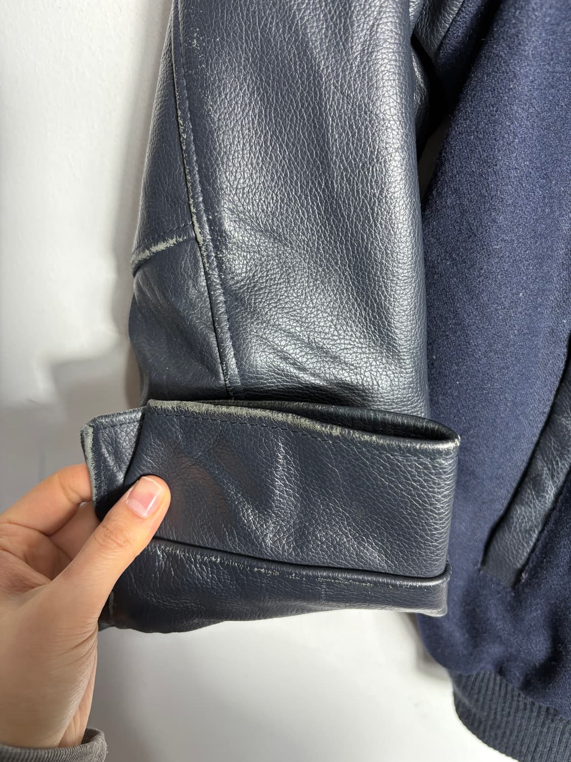 North end 울 가죽 바시티 자켓 상품이미지9