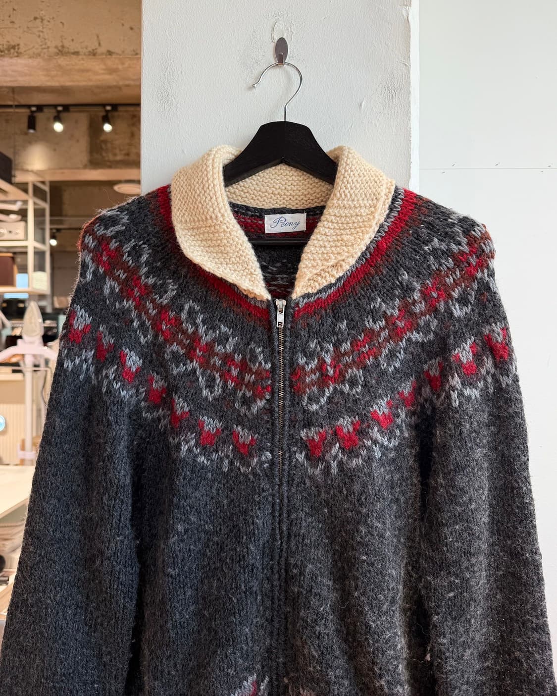 피오니 그레이 윈터 자카드 울 자켓  상품이미지3