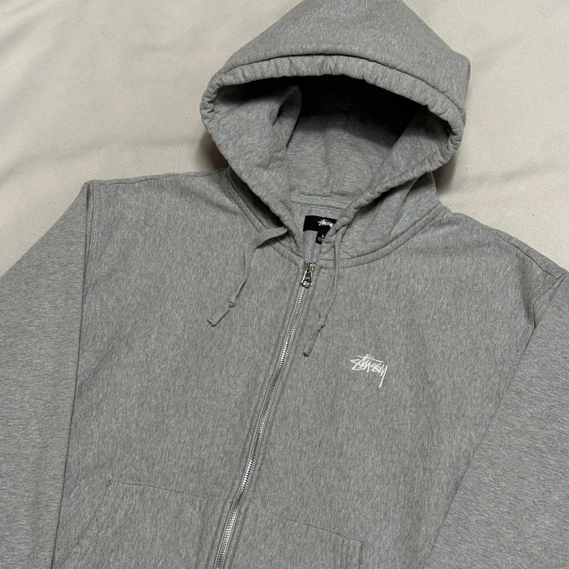 L 스투시 헤비코튼 그레이 후드집업 상품이미지1