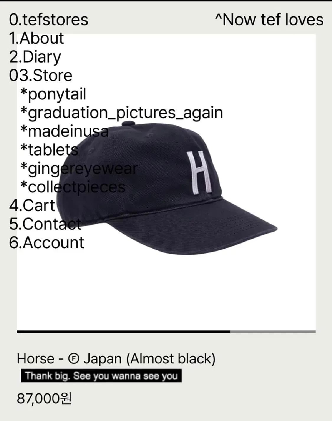 테프스토어 모자 Horse- japan(Almost black) 상품이미지1