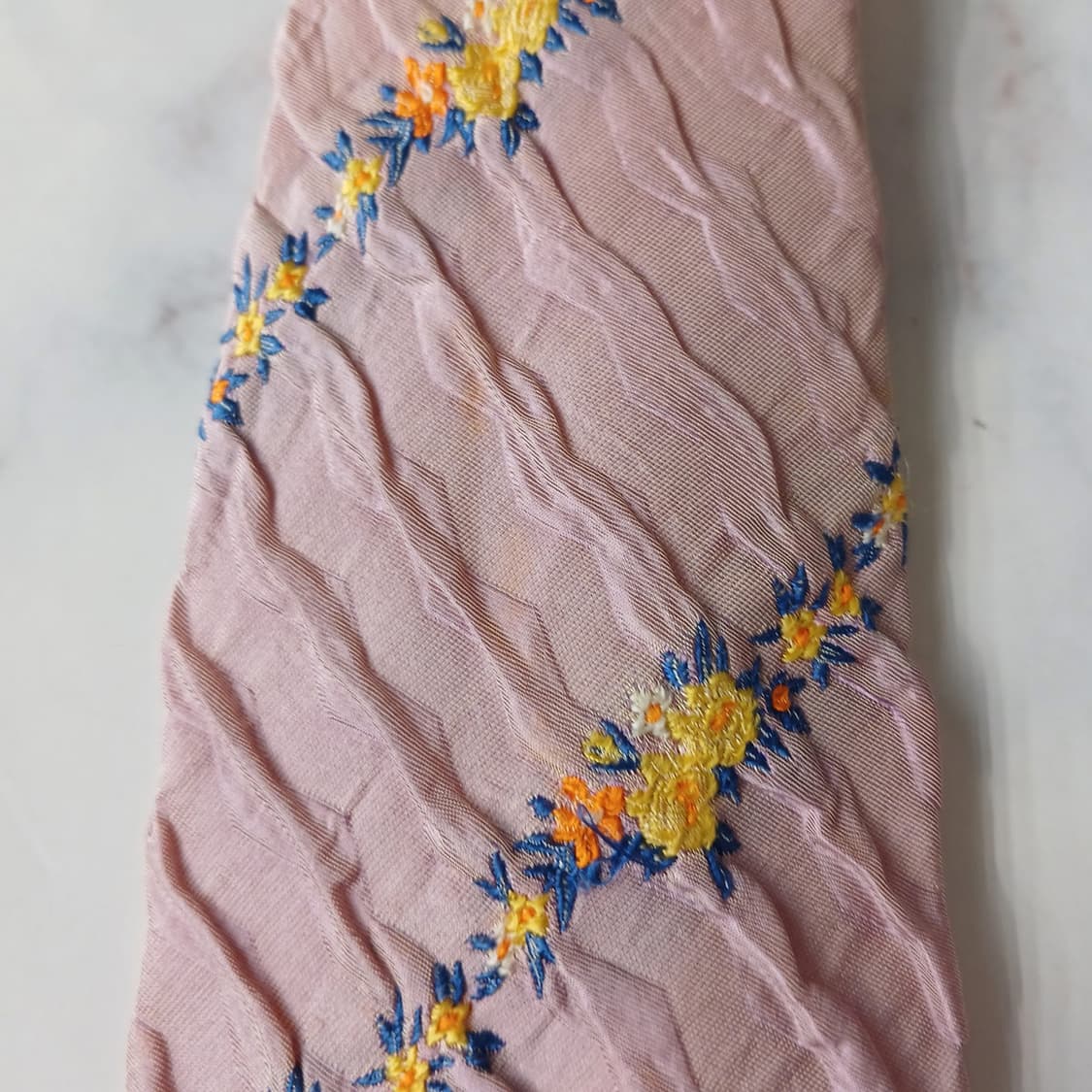 입생로랑 실크 핑크 플로럴 자카드 넥타이 10.1cm A등급 A19802 상품이미지10