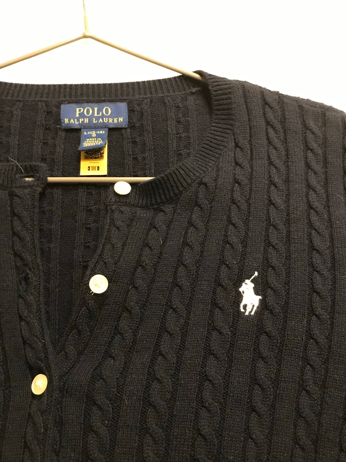 폴로 꽈배기 케이블 니트 가디건 남색 네이비 걸즈 상품이미지3