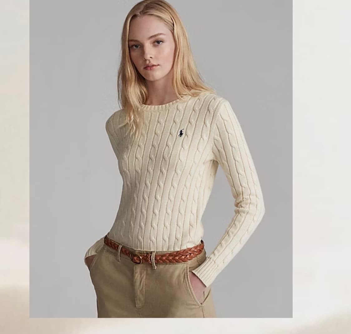 (정품) 폴로 랄프로렌 케이블 니트 아이보리 라지 신형 상품이미지1