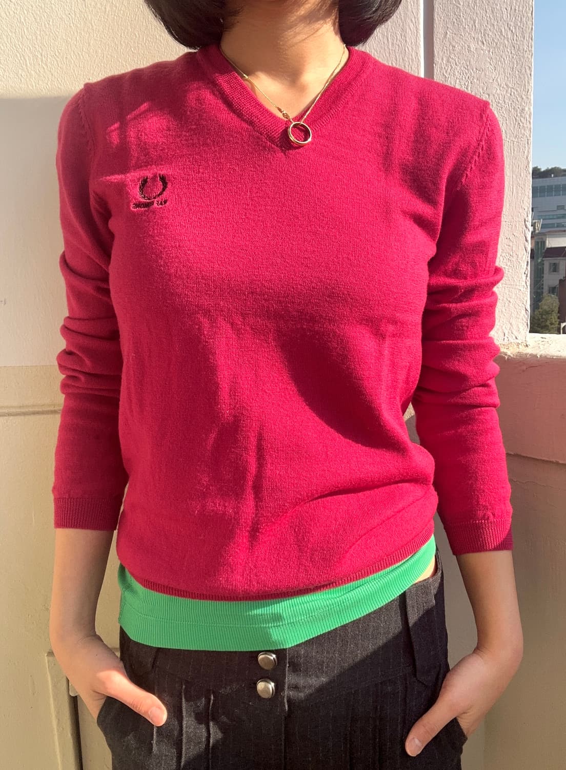 13SS 프레드페리 X 라프시몬스 V넥니트 상품이미지1