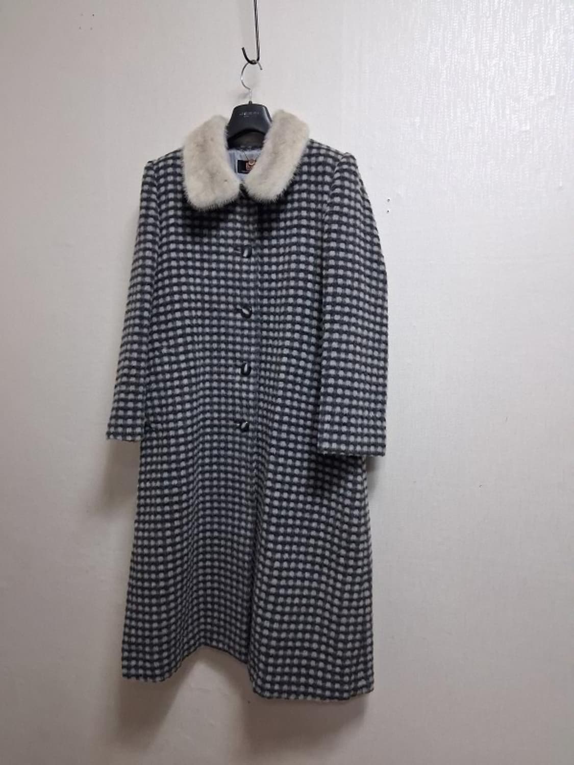 BELLE VOGUE 알파카롱코트 밍크카라 그레이검정체크 66 고품질 상품이미지1