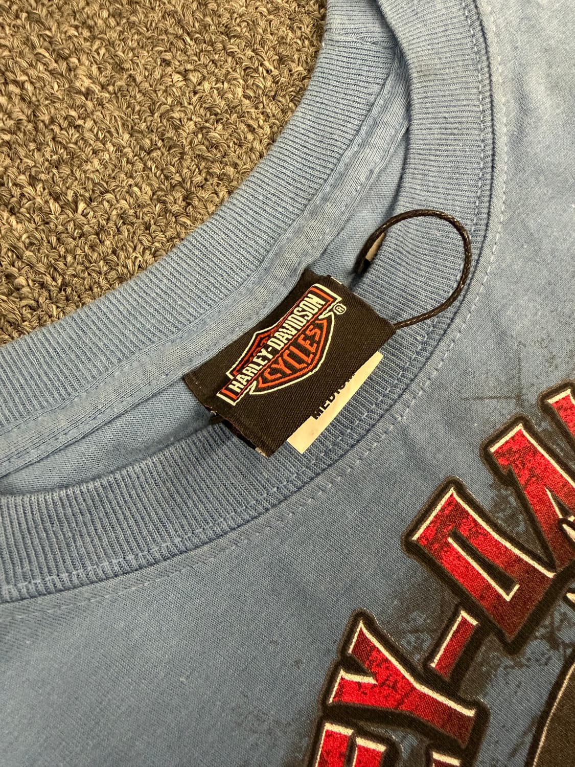 M) 할리데이비슨 빈티지 불독 프린팅 반팔 티셔츠 상품이미지4