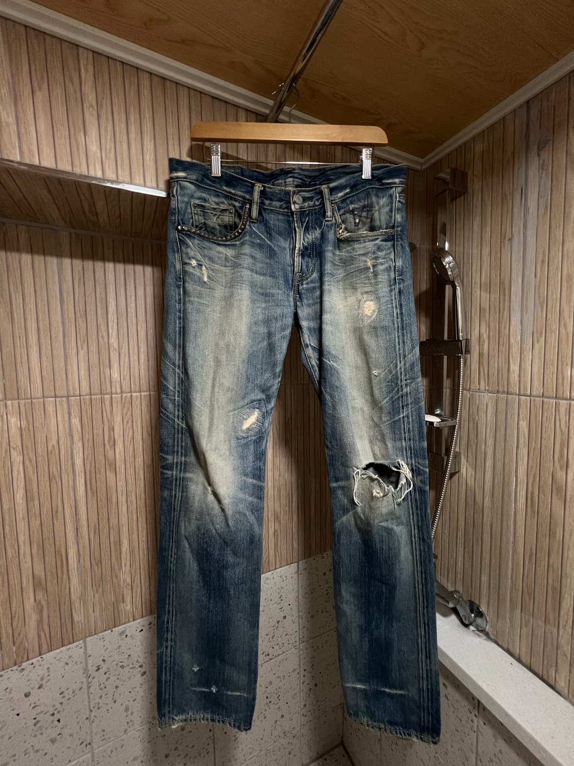 히스테릭글래머 스터드 찢청 팬츠 상품이미지1