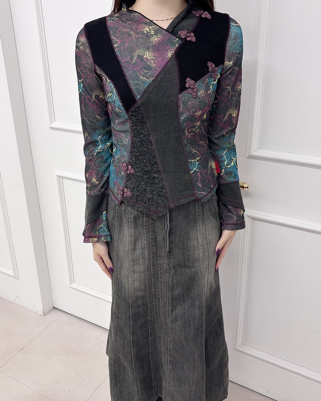 OZZ CROCE (OZZ ON) 오리엔탈 패치 언발 티셔츠 상품이미지6