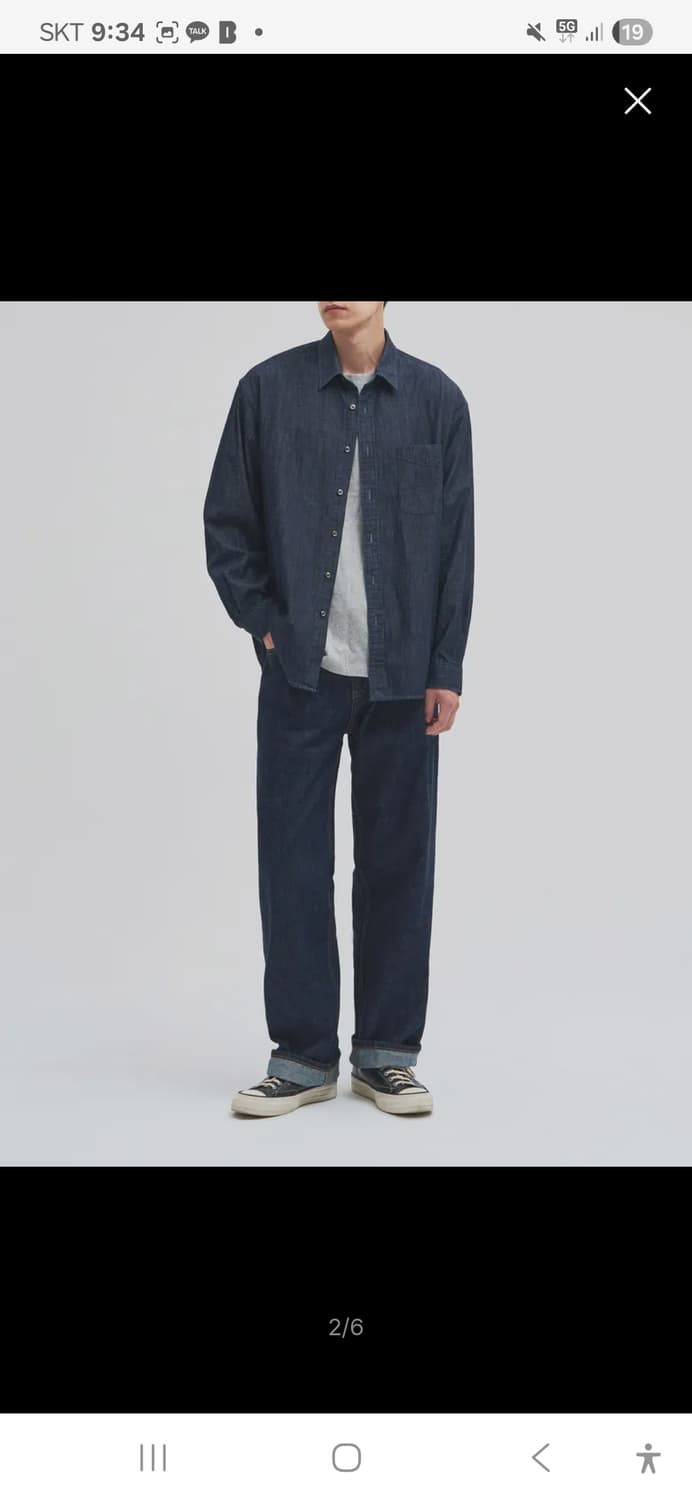 인더로우 데님셔츠 blue black 상품이미지3