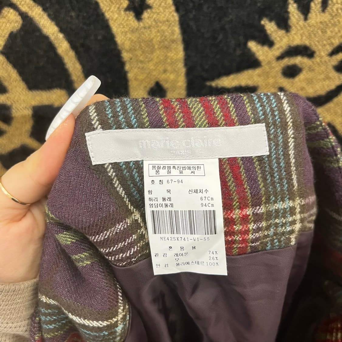 빈티지 컨트리 보헤미안 레트로 체크 언발 미디스커트 K0069 상품이미지5