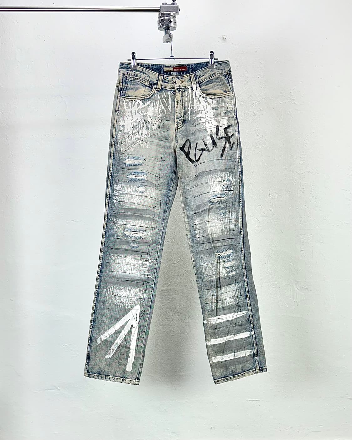 코스티 워시드 블루 스트레치 안티 페인티드 데님 팬츠 상품이미지1