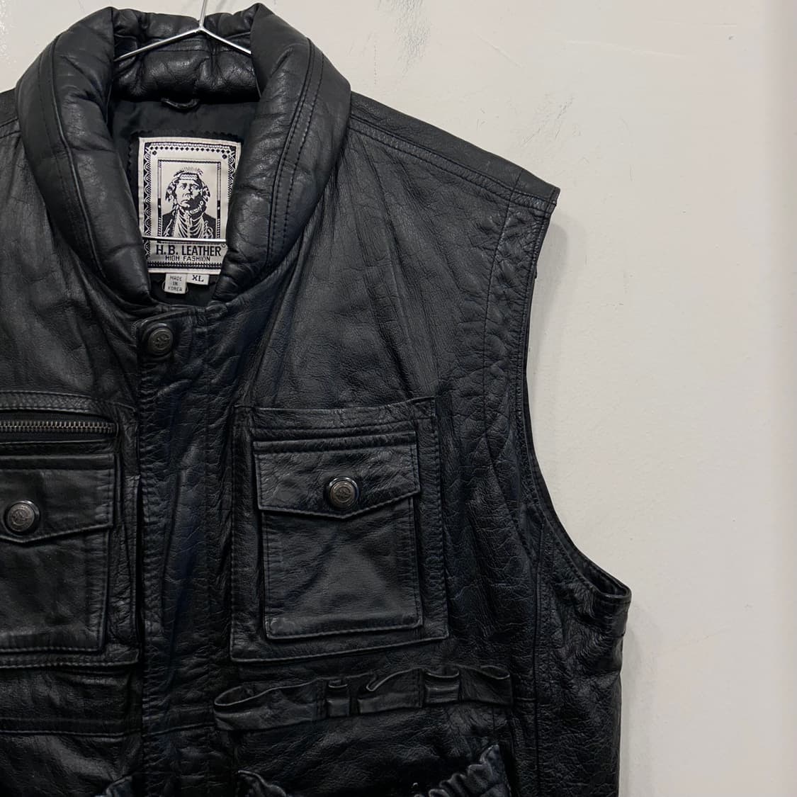 H.B LEATHER 카우하이드 바이커 레더 베스트 상품이미지1