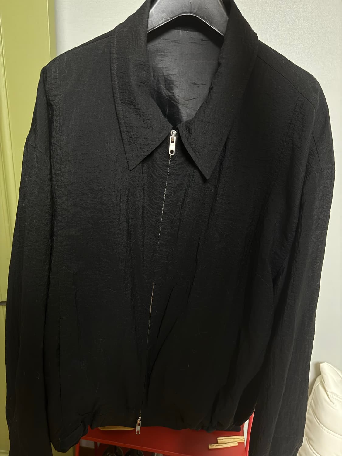 쿠어 와이드카라 크링클 블루종 (블랙) M 상품이미지3