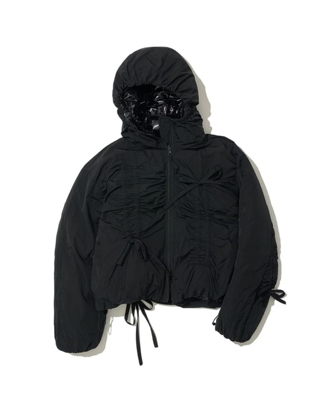 파르티멘토 리버시블 셔링 후디드 푸퍼 자켓 블랙 상품이미지2