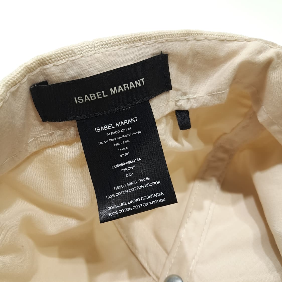 CL860 이자벨마랑 타이론 블랙 로고 자수 베이지 코튼 볼캡 상품이미지7