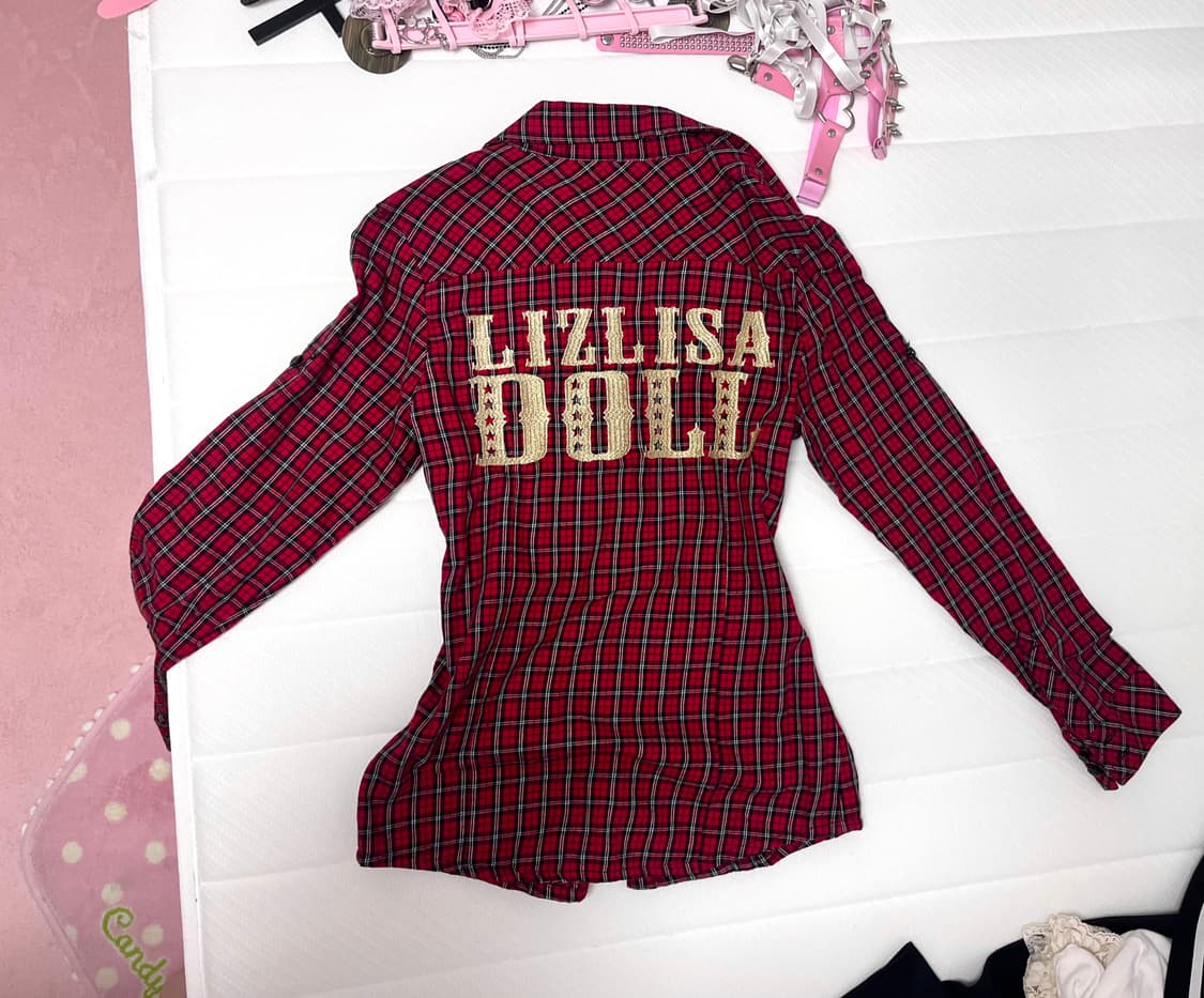 리즈리사돌 lizlisadoll 레드체크셔츠 빈티지오네갸루y2k펑크 상품이미지1