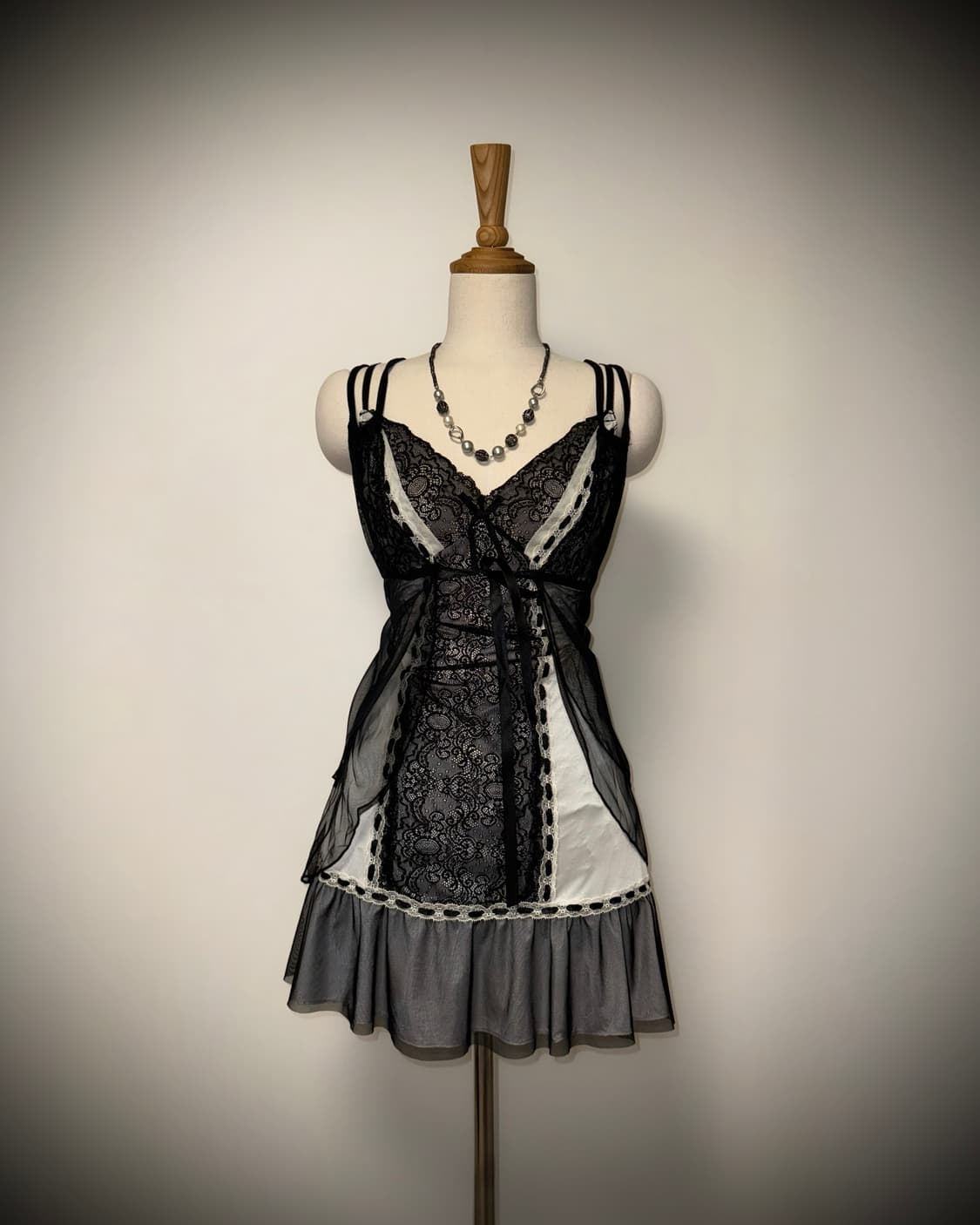 레이어드 오픈 언발 고스페어리 블랙슬립 상품이미지2