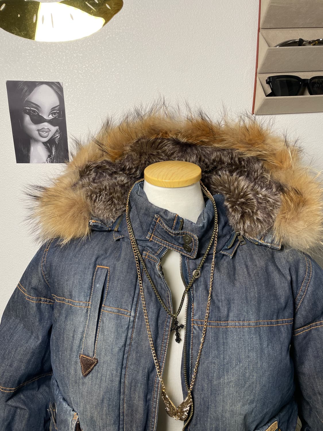 빈티지 데님 울프죠 털 패딩 상품이미지8