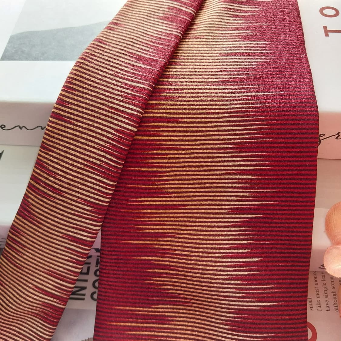 피에르 발망 실크 와인 스트라이프 넥타이 9.8cm A+등급 K1332 상품이미지4