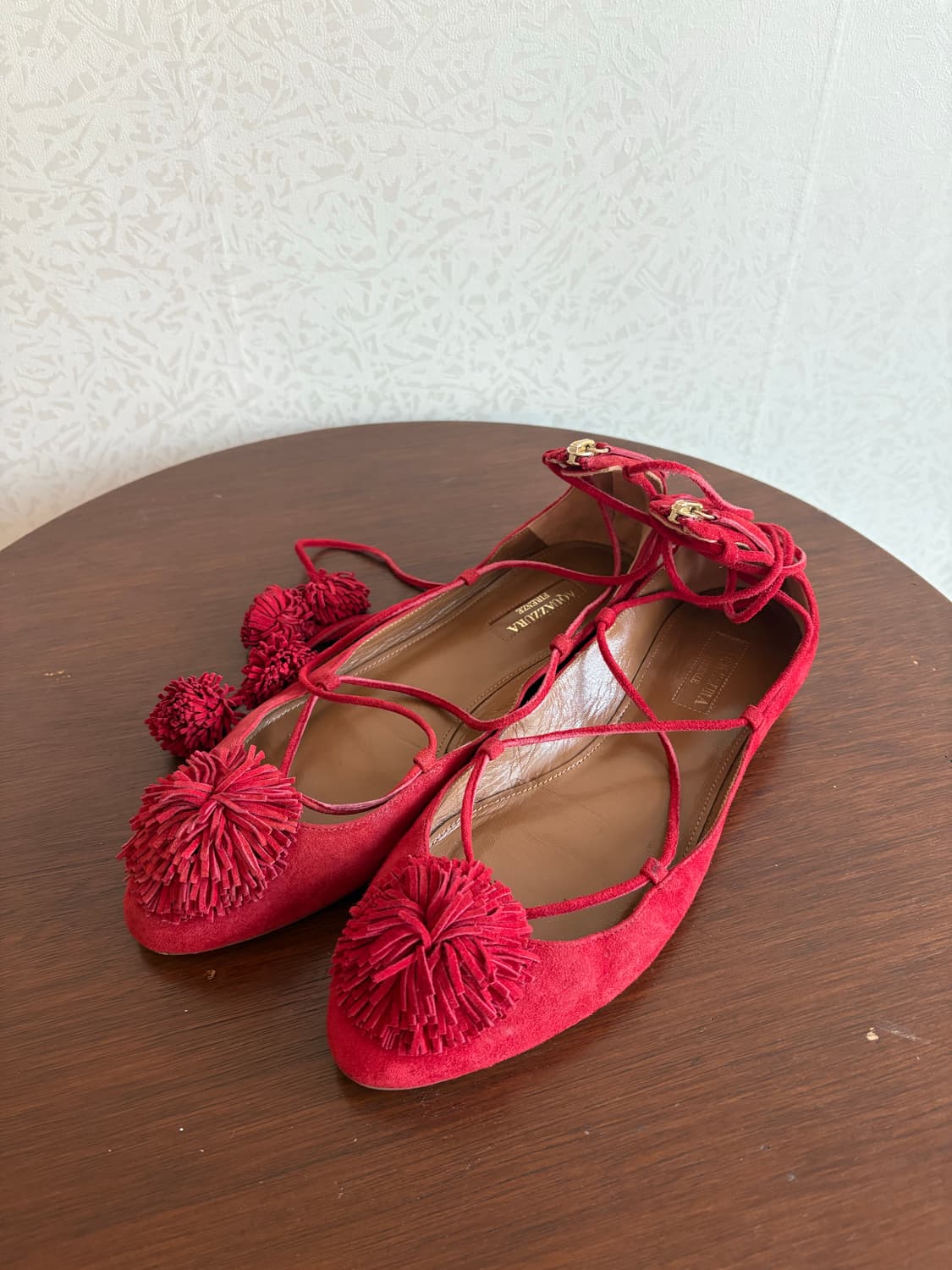 Aquazzura 스웨이드 테슬 발레리나 플랫슈즈 상품이미지5