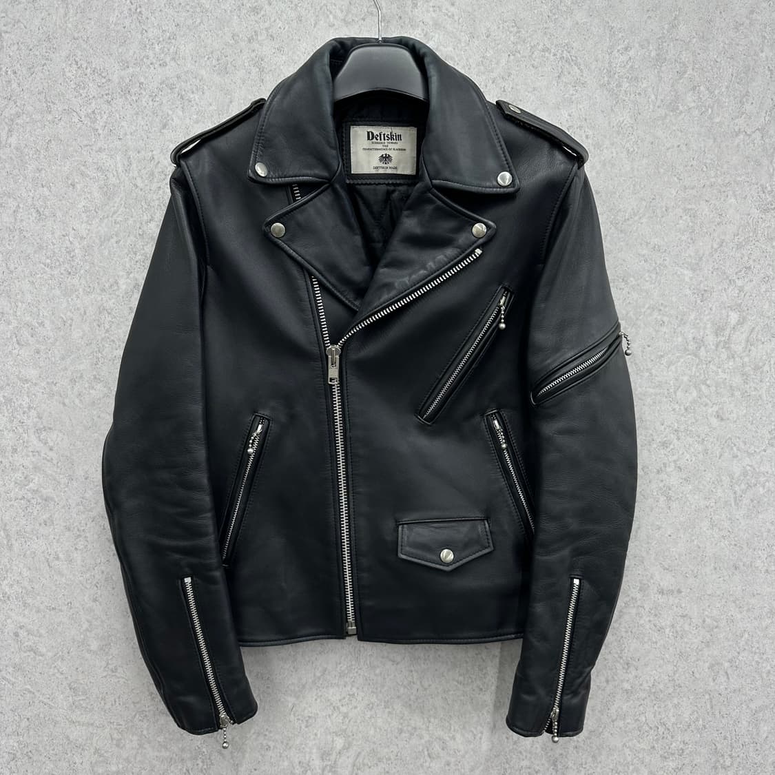 100 데프트스킨 남자 소가죽 라이더 자켓 상품이미지1