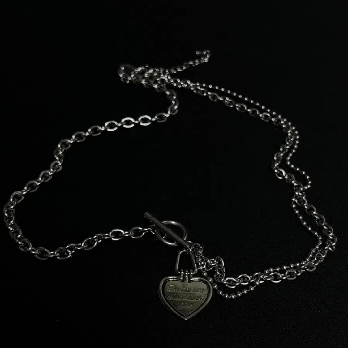 더블 하트 토글 바 목걸이 (스틸) 상품이미지1