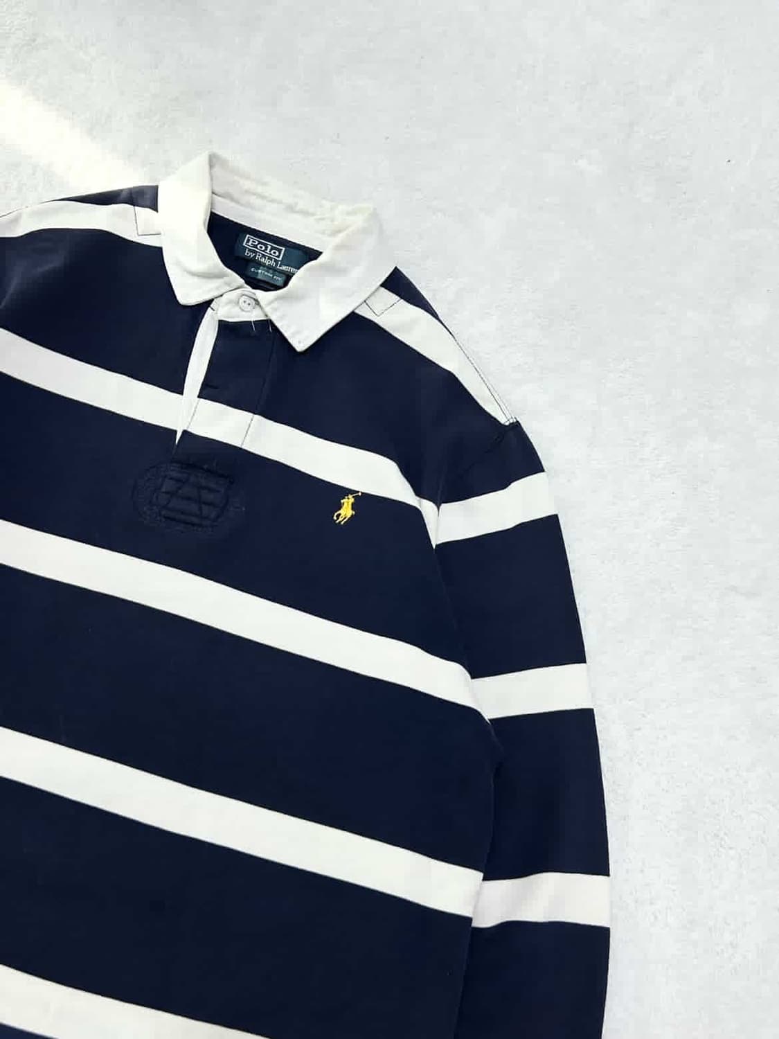 폴로 스몰로고 네이비 단가라 럭비티 상품이미지6