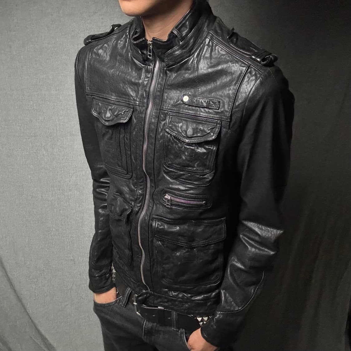 lamb skin pocket leather jacket 상품이미지3