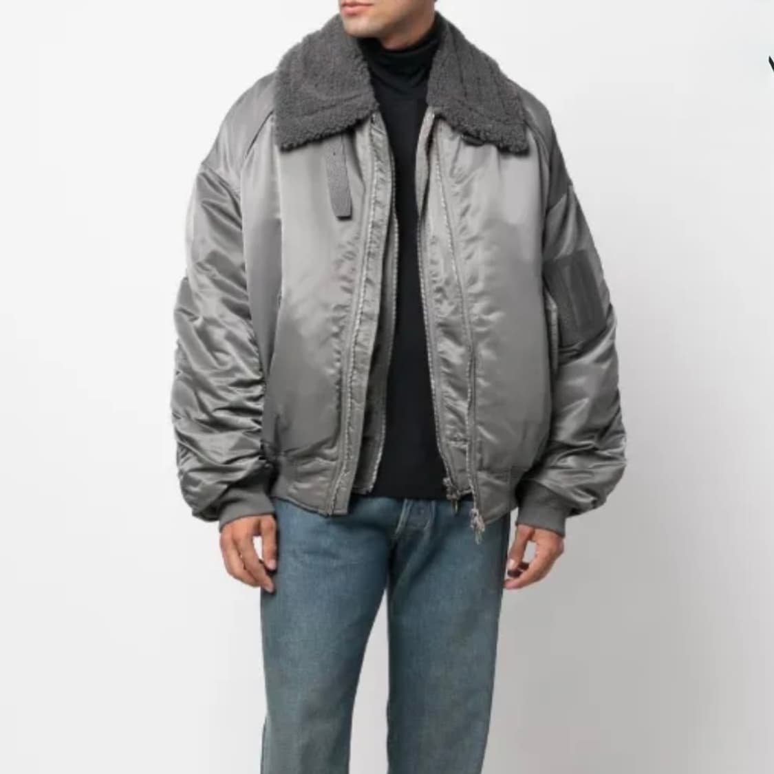 [S+급/46] 준지 무스탕 마원 항공점퍼 자켓 그레이 상품이미지9