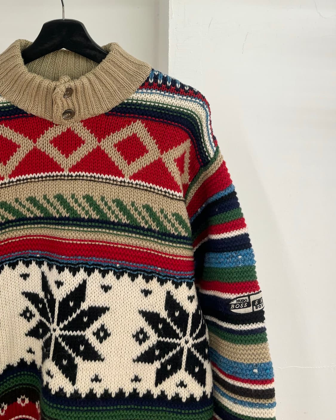 휴고 보스 노드릭 패턴 울 혼방 하이넥 니트 상품이미지4