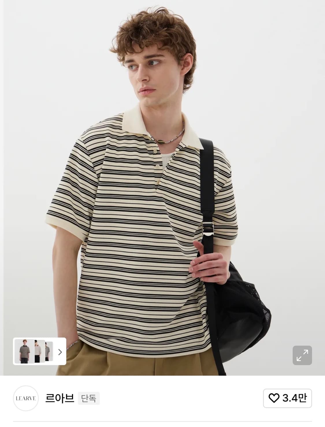 르아브 사콘 스트라이프 하프 티 상품이미지1