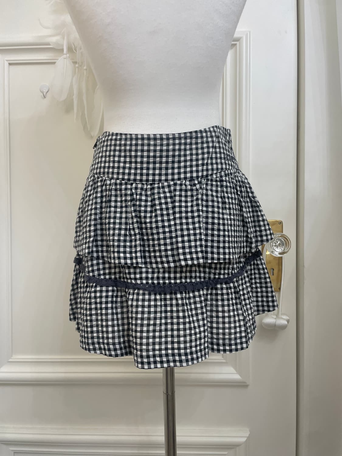 black&white check button point layered s 상품이미지4