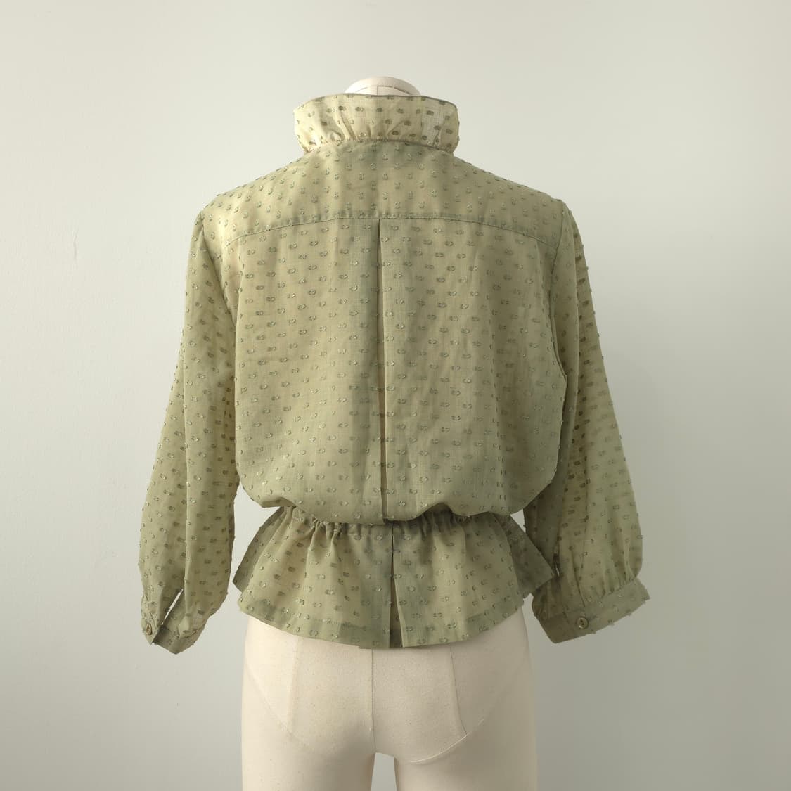 Montate 올리브그린 마혼방 시스루 프릴 8부 블라우스 상품이미지2