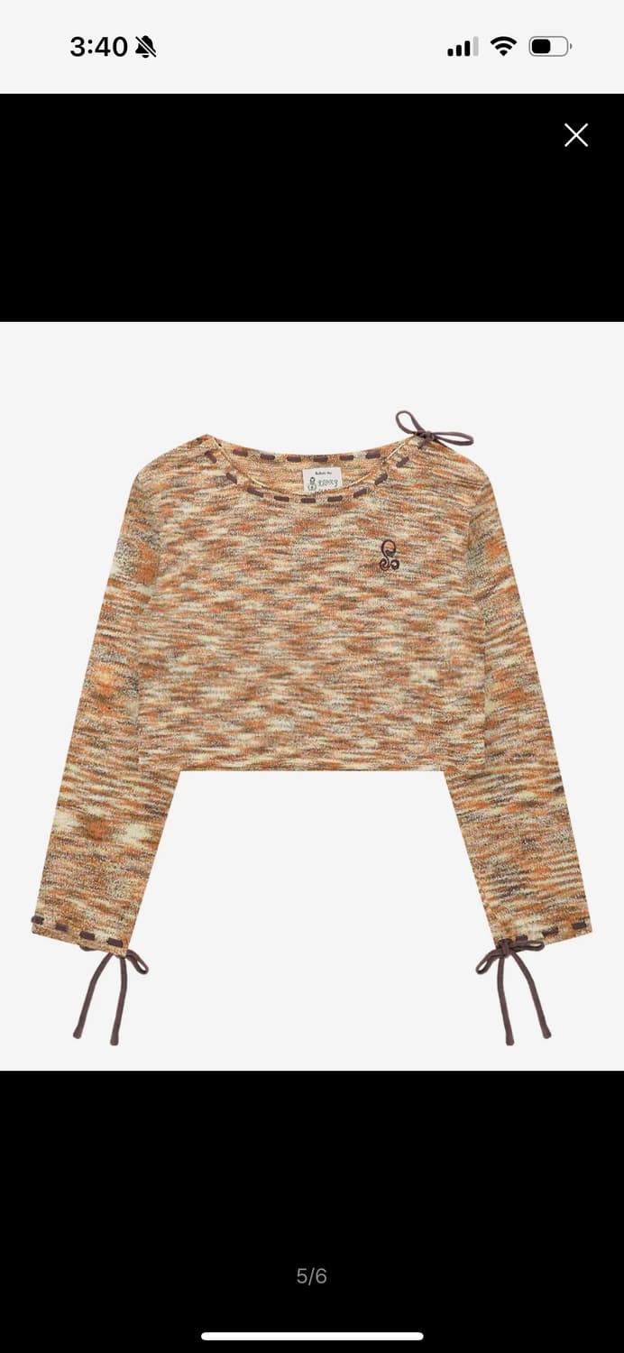 루나키후 미하루 크롭 뜨개질 풀오버 니트 오렌지 상품이미지2